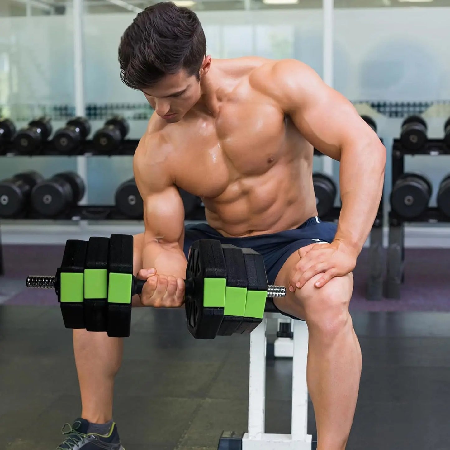 Adjustable Dumbbell Set, Iron Handle Kettlebell, Barbell,