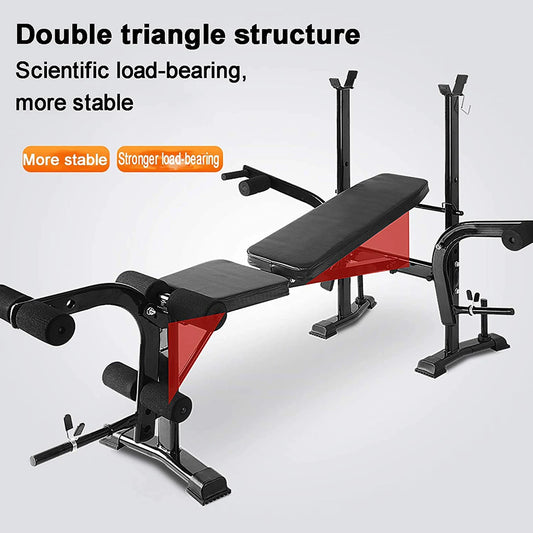 Standard Weight Bench, Bench Press Set with Preacher Curl Pad and Leg Developer, Weight Lifting Equipment for Home Gym