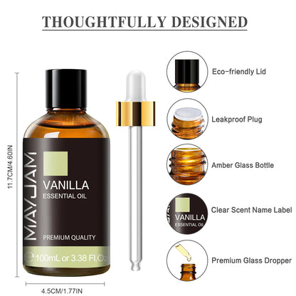 Vanilla Sweet Orange Eucalyptus Lavender Sandalwood Peppermint Bergamot Patchouli Scents 100ML Natural Essential Oils