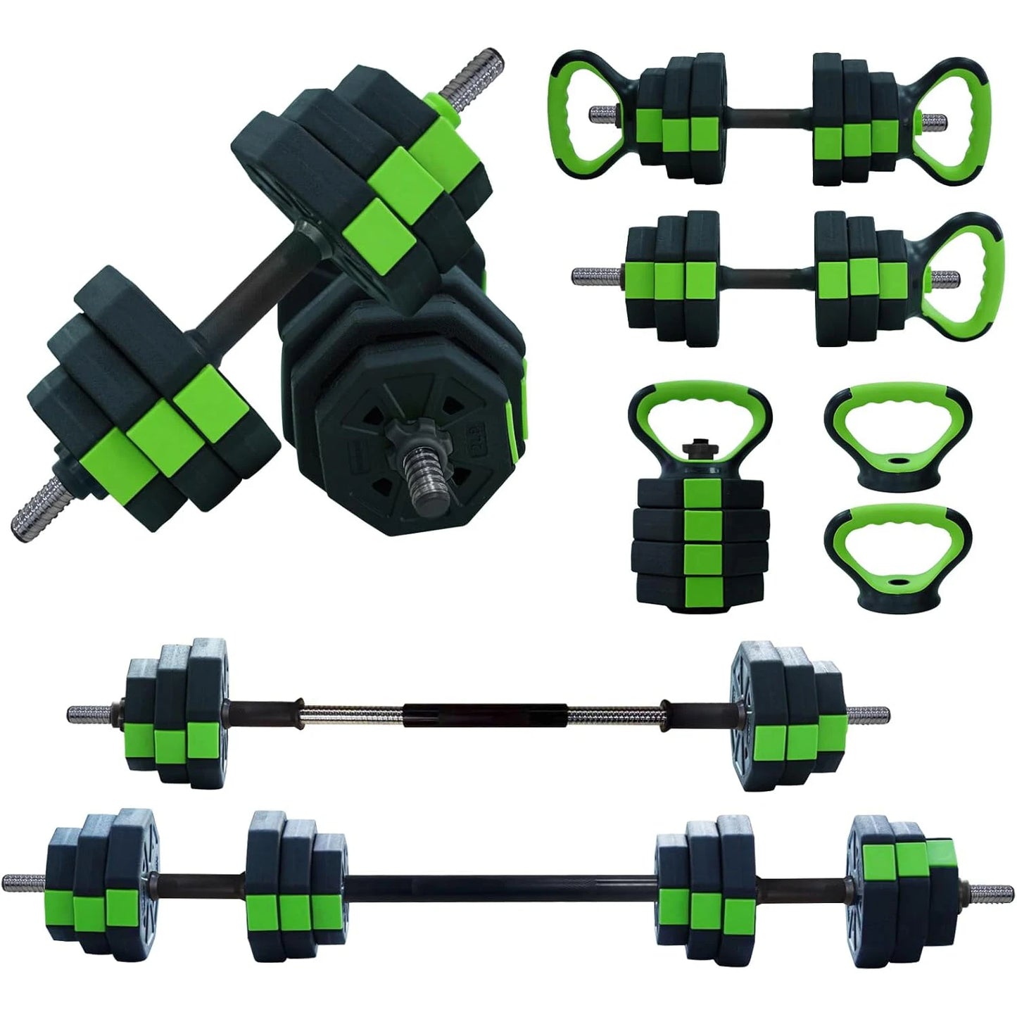 Adjustable Dumbbell Set, Iron Handle Kettlebell, Barbell,