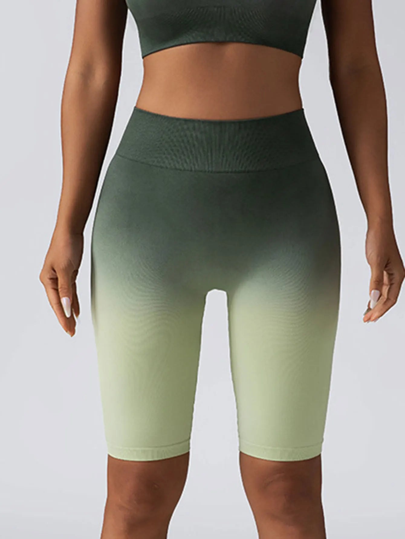 Ombre Color Gradient Women's Fitness Shorts, High Waist Bike Shorts