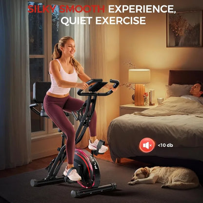 Folding Exercise Bike Stationary Bike Indoor Workout Bike