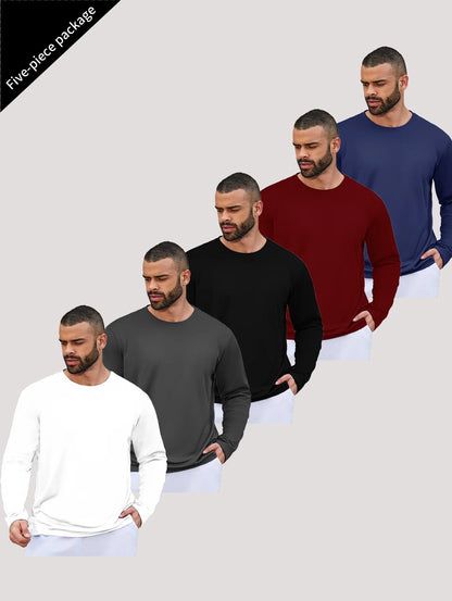 5-piece men's running speed dry long sleeved T-shirts