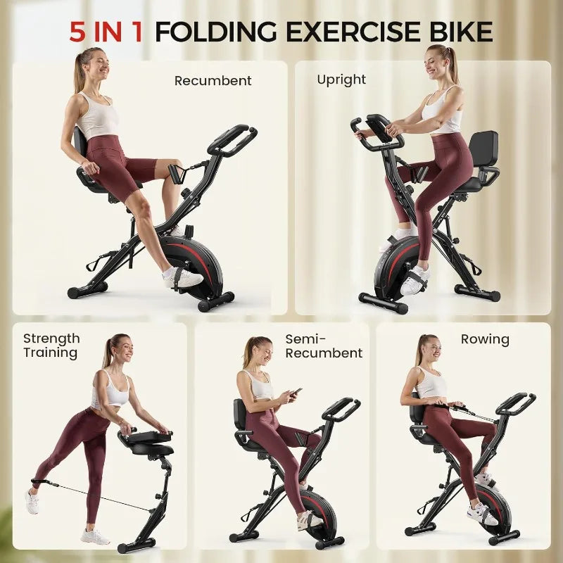 Folding Exercise Bike Stationary Bike Indoor Workout Bike