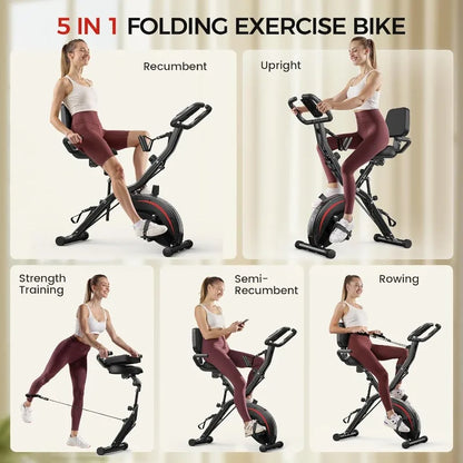 Folding Exercise Bike Stationary Bike Indoor Workout Bike