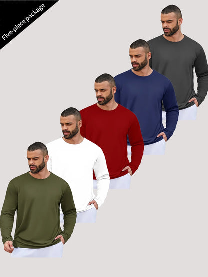 5-piece men's running speed dry long sleeved T-shirts