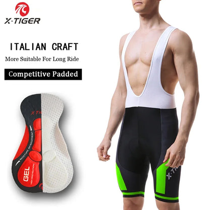 Pro Cycling Bib Shorts Shockproof 5D GEL Pad Cushion MTB Bicycle Bib Tights Triathlon