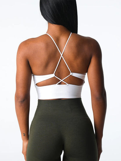 Women s Seamless Sports Bra Solid Color Sleeveless Fitness Running Athletic Bras