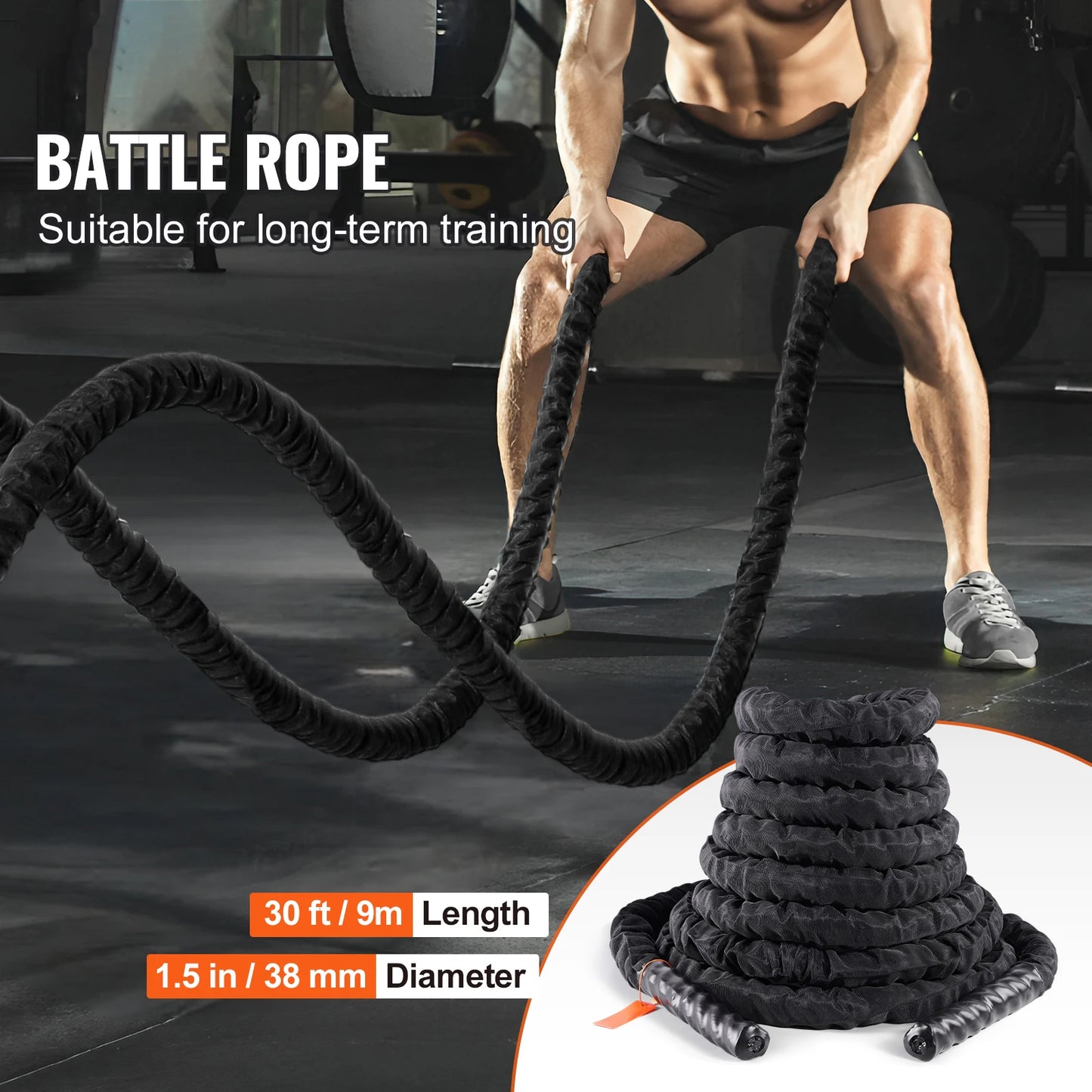Rope Polyester Exercise Rope/ Protective Sleeve and Anchor Heavy Weighted