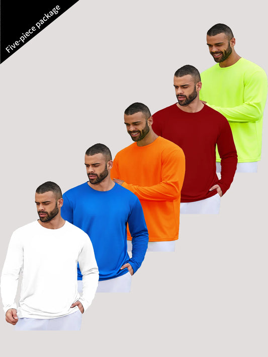 5-piece men's running speed dry long sleeved T-shirts