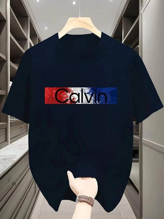 New Fashion Men Print Pullover T-shirt Summer Sleeve Male Clothes Basic Bottoming Slim Thin Sports Casual