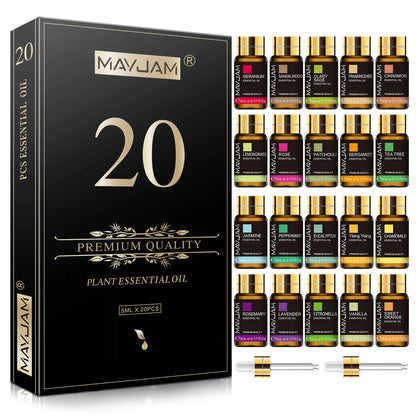 Bottles Essential 20 Oils Kit Set Lavender Jasmine Eucalyptus Vanilla Sandalwood Sweet Orange Geranium Patchouli