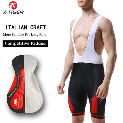 Pro Cycling Bib Shorts Shockproof 5D GEL Pad Cushion MTB Bicycle Bib Tights Triathlon
