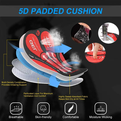 Pro Cycling Bib Shorts Shockproof 5D GEL Pad Cushion MTB Bicycle Bib Tights Triathlon