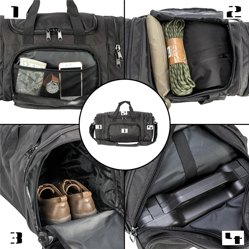 Military Tactical Travel Bag Men Luggage Bags Shoes Compartment
