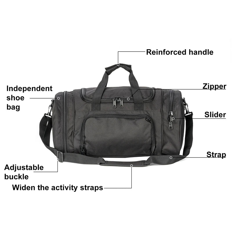 Military Tactical Travel Bag Men Luggage Bags Shoes Compartment
