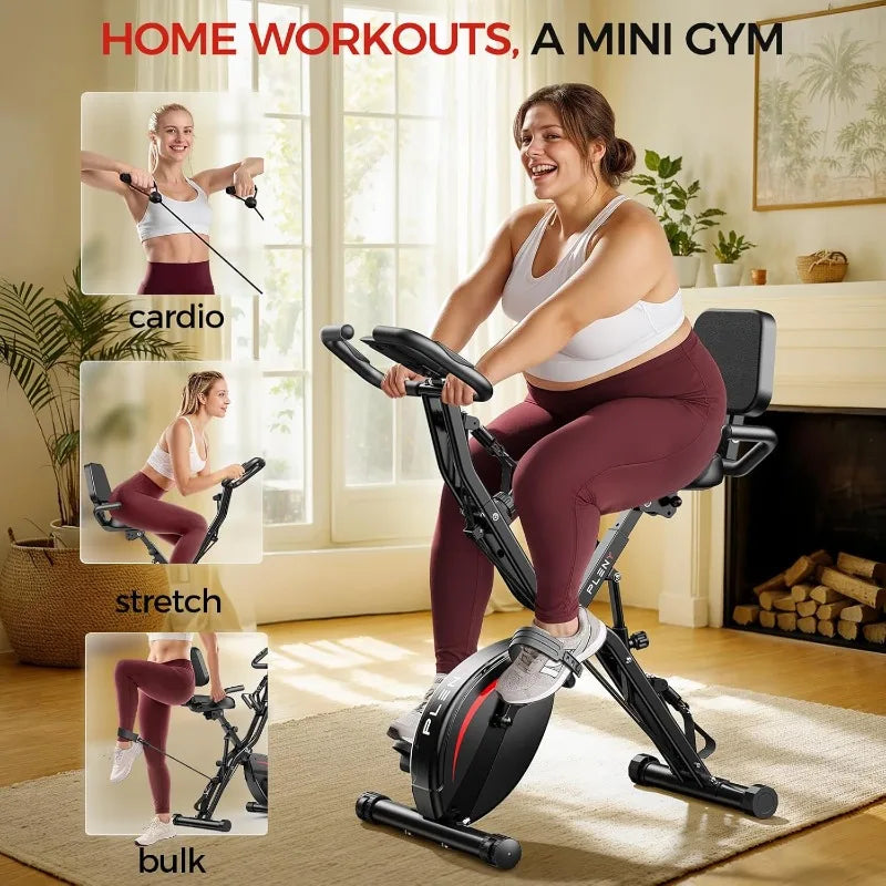 Folding Exercise Bike Stationary Bike Indoor Workout Bike