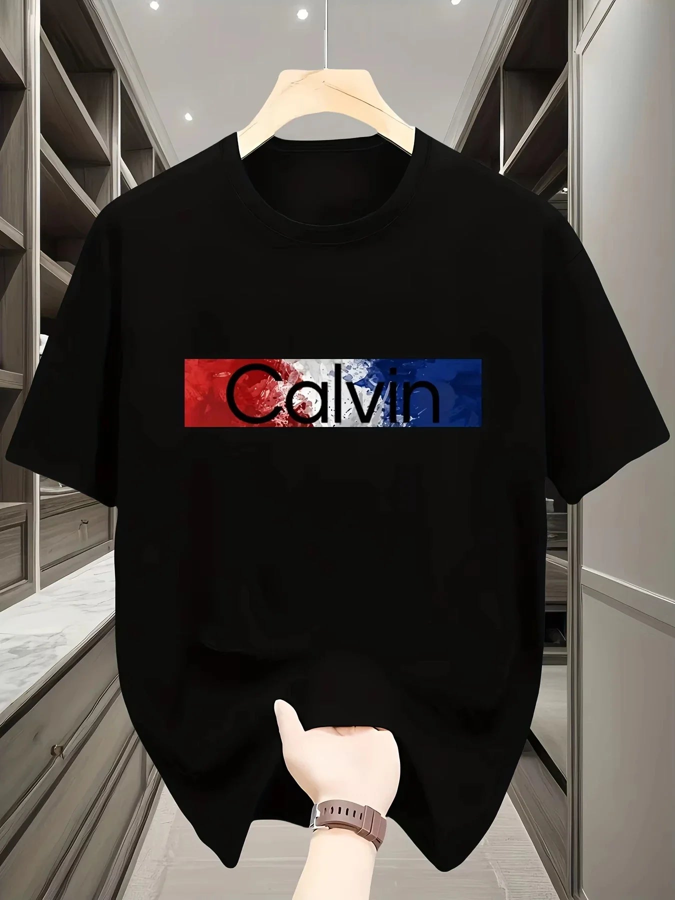 New Fashion Men Print Pullover T-shirt Summer Sleeve Male Clothes Basic Bottoming Slim Thin Sports Casual