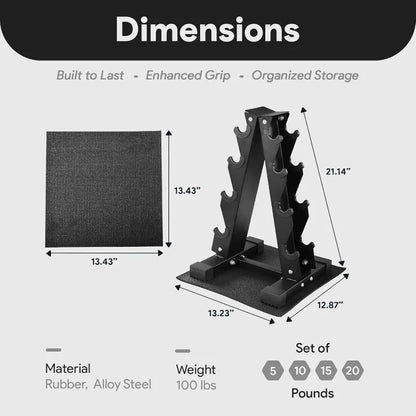 Rubber Coated Hex Dumbbell Weight Set Pairs