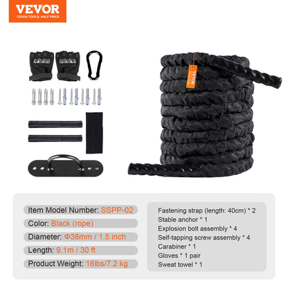 Rope Polyester Exercise Rope/ Protective Sleeve and Anchor Heavy Weighted