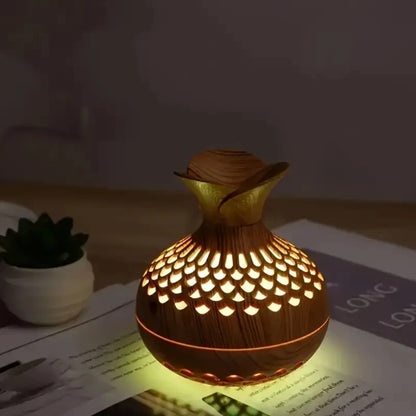 Wood Grain  Diffuser, Ultrasonic Atomization Humidifier, Essential Oil Compatible, USB Powered, Button Switch, Indoor Use Plasti