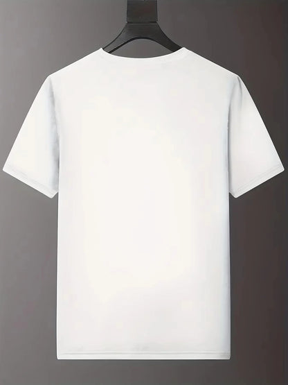 New Fashion Men Print Pullover T-shirt Summer Sleeve Male Clothes Basic Bottoming Slim Thin Sports Casual