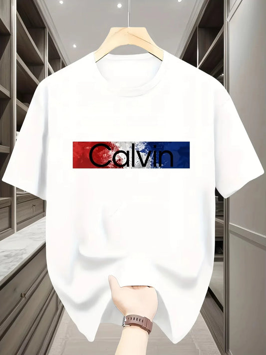 New Fashion Men Print Pullover T-shirt Summer Sleeve Male Clothes Basic Bottoming Slim Thin Sports Casual