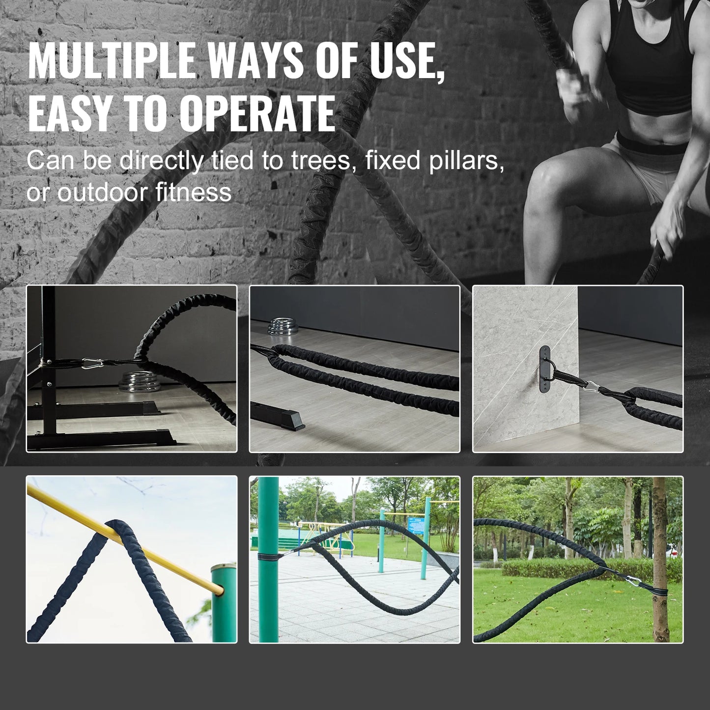Rope Polyester Exercise Rope/ Protective Sleeve and Anchor Heavy Weighted