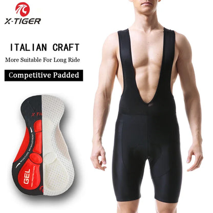 Pro Cycling Bib Shorts Shockproof 5D GEL Pad Cushion MTB Bicycle Bib Tights Triathlon