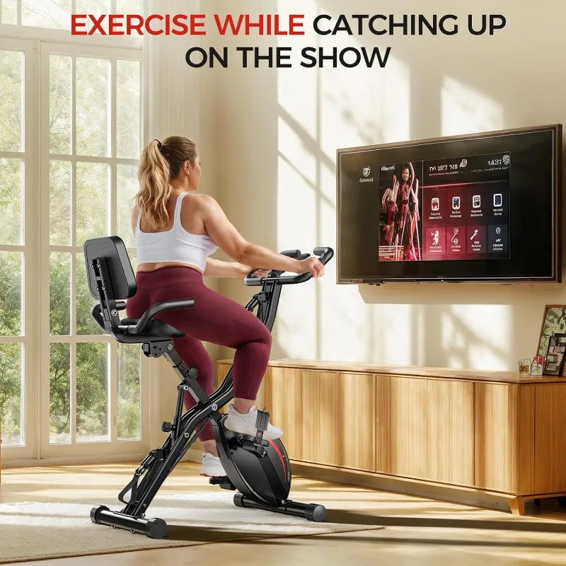 Folding Exercise Bike Stationary Bike Indoor Workout Bike