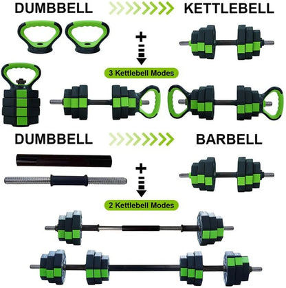 Adjustable Dumbbell Set, Iron Handle Kettlebell, Barbell,