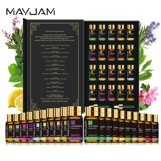 Bottles Essential 20 Oils Kit Set Lavender Jasmine Eucalyptus Vanilla Sandalwood Sweet Orange Geranium Patchouli