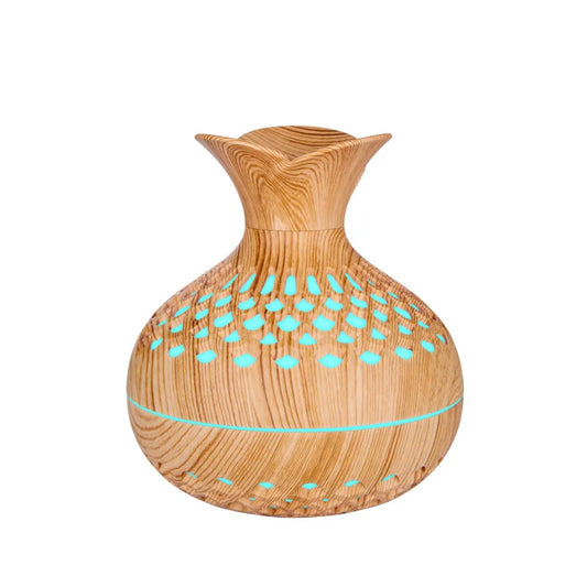 Wood Grain  Diffuser, Ultrasonic Atomization Humidifier, Essential Oil Compatible, USB Powered, Button Switch, Indoor Use Plasti