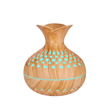 Wood Grain  Diffuser, Ultrasonic Atomization Humidifier, Essential Oil Compatible, USB Powered, Button Switch, Indoor Use Plasti