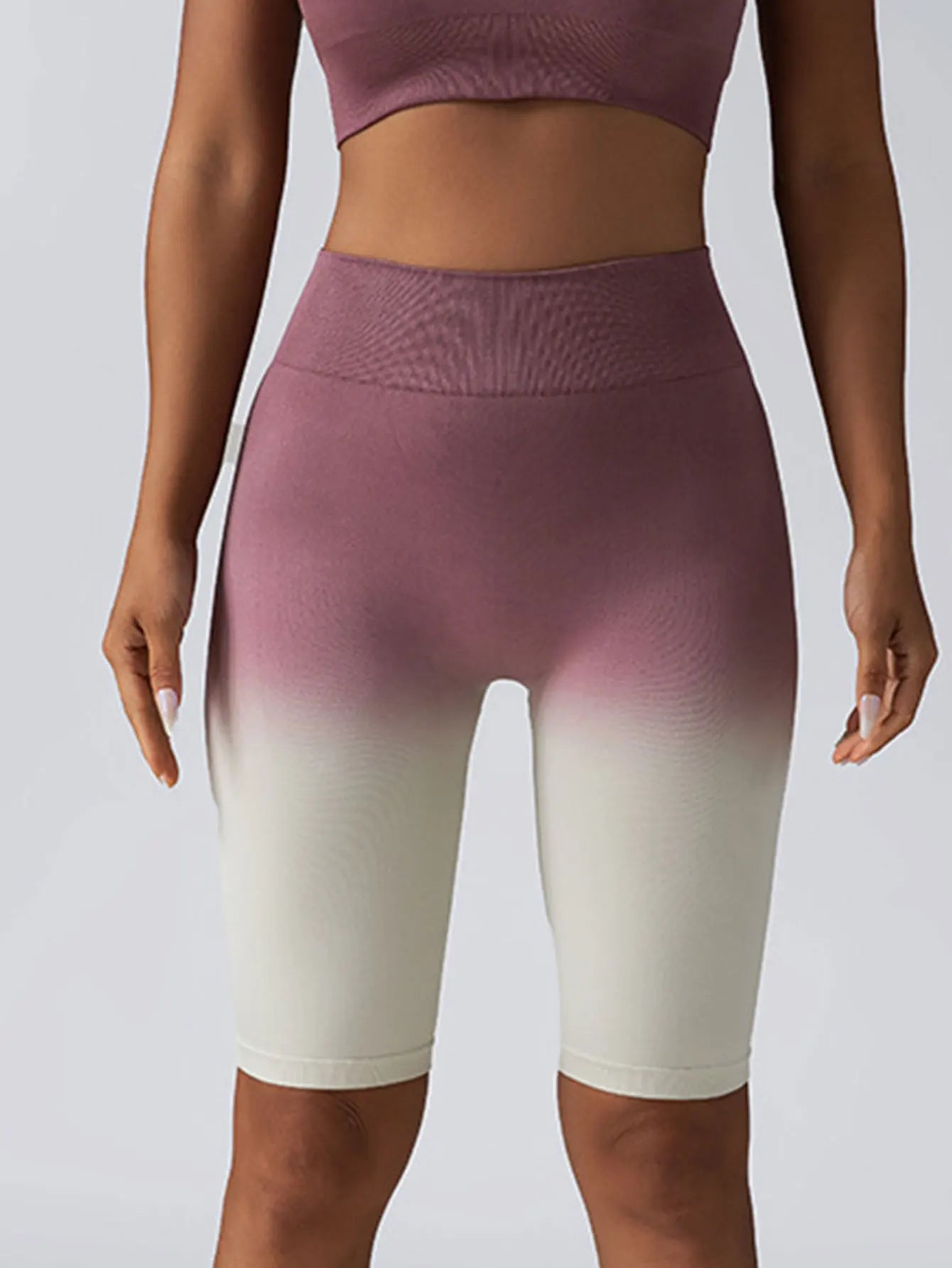 Ombre Color Gradient Women's Fitness Shorts, High Waist Bike Shorts