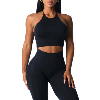 Women s Seamless Sports Bra Solid Color Sleeveless Fitness Running Athletic Bras