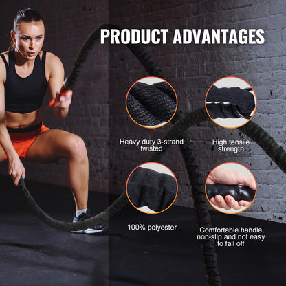 Rope Polyester Exercise Rope/ Protective Sleeve and Anchor Heavy Weighted