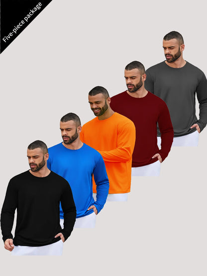 5-piece men's running speed dry long sleeved T-shirts