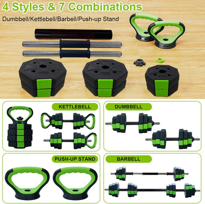 Adjustable Dumbbell Set, Iron Handle Kettlebell, Barbell,